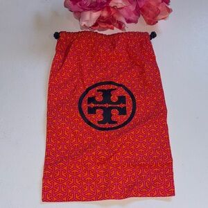 Tory Burch Jewelry Drawstring Pouch Red and Orange Patterned Pouch